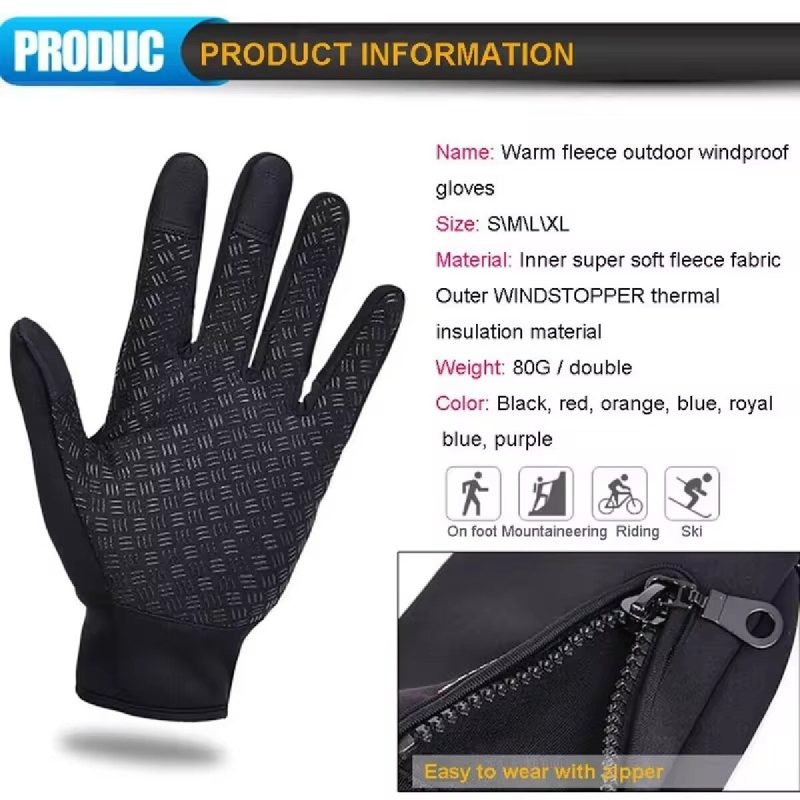 Touchscreen Warm Gloves Outdoor Cycling Driving Motorcycle Waterproof Cold Gloves Windproof Non-Slip Womens Men Winter Ski Glove - Image 3
