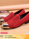 Autumn Metal Soup diamond COW LEATHER Luxurious Commercial affairs Customized Personality Party Socialize Shoes