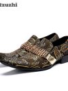 Batzuzhi Fashion Men Dress Shoes Leather Pointed Toe Designer's Luxury Business, Party and Wedding Shoes Men Gold, Big Size US12