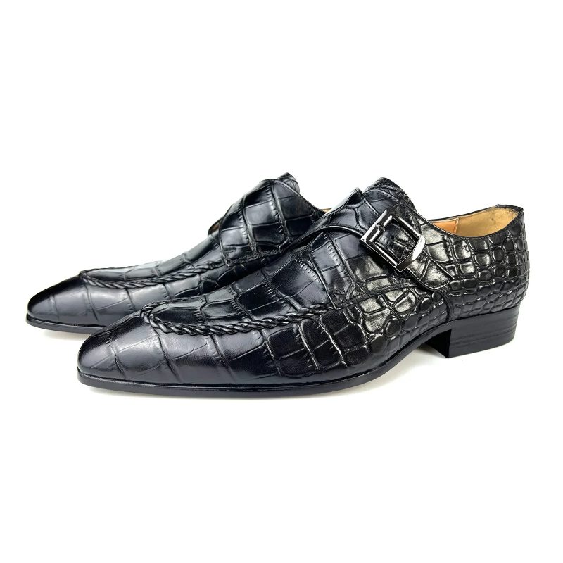 Luxury Men Shoes Black Burgundy Real Leather Casual Mens Dress Shoes Buckle Straps Formal Business Wedding Shoes For Men - Image 8