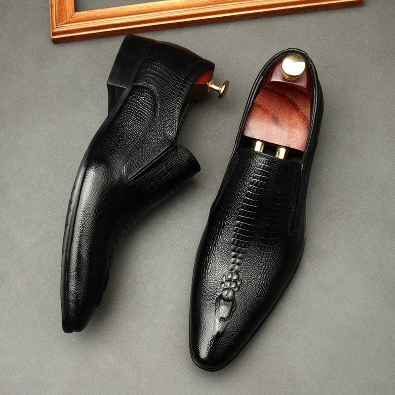 Handmade Mens Wedding Oxford Shoes Black Wine Red Brown Blue Perforated Crocodile Genuine Leather Luxury Men Business Dress Shoe - Image 6
