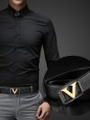 High quality Designer Belts Men Fashion V Letter Luxury Famous Brand Genuine Leather Belt Men Classic Exquisite Waist Strap