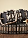 New Cowboy Motorcycle Jeans Heavy Metal Rivet Belts For Men Genuine Leather Belt Punk Rock Male Strap Ceinture Homme