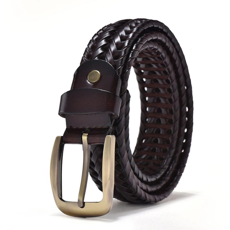 Braided Leather Belt Men/Women Pin Buckle Men's Waist Belt High Quality Luxury Men's Designer Belts for Men Mens Belt Female - Image 3
