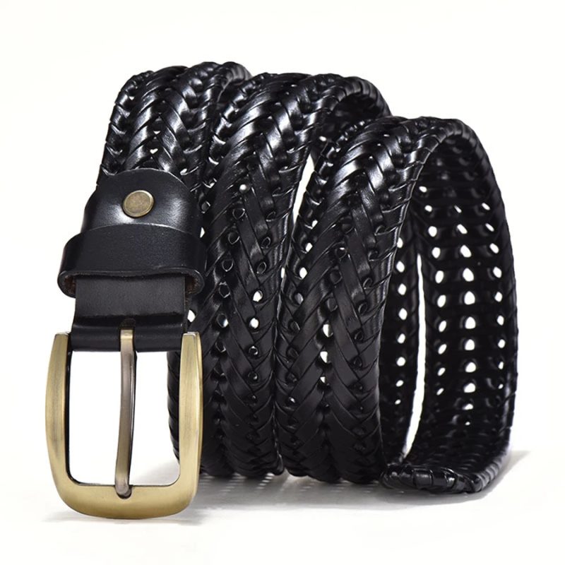Braided Leather Belt Men/Women Pin Buckle Men's Waist Belt High Quality Luxury Men's Designer Belts for Men Mens Belt Female - Image 4