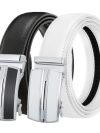 White Black Elegant Business Leisure Men's Automatic Buckle Belt Famous Brand Luxury Designer Genuine Leather Jeans Belts