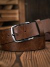 A men's and women's retro metal buckle casual style brown PU belt suitable for daily business attendance four seasons