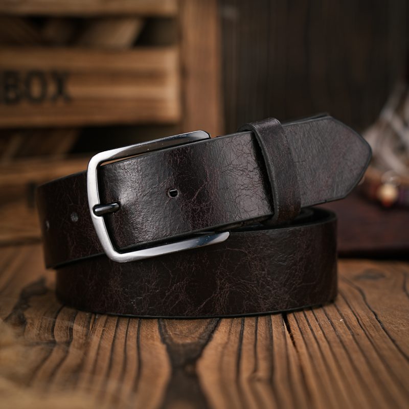 A men's and women's retro metal buckle casual style brown PU belt suitable for daily business attendance four seasons - Image 3