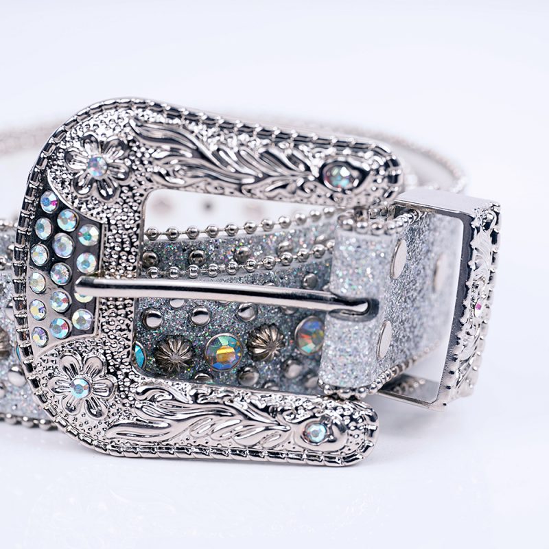 Women's Jeans Rhinestone Large Size Belt Men's Belt Western Denim Shiny Rivet Design Leather HipHop Punk Rock Y2K Style Belt - Image 2