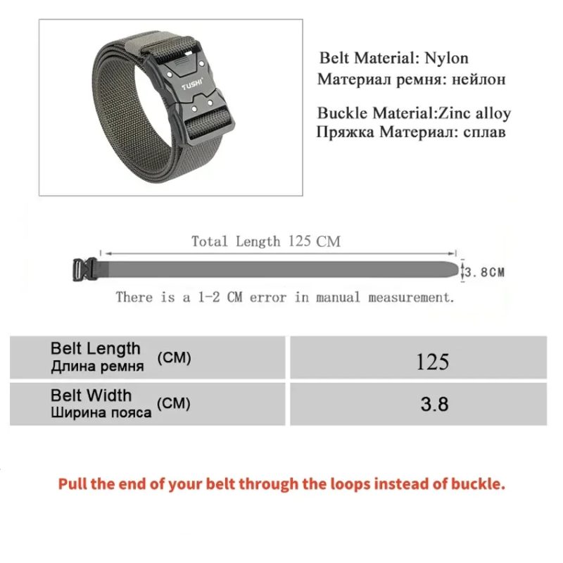 Quick Release Pluggable Metal Buckle Canvas Tactical Belt For Drilled Tough Nylon Belt For Men Durable Webbing Belts Training - Image 2