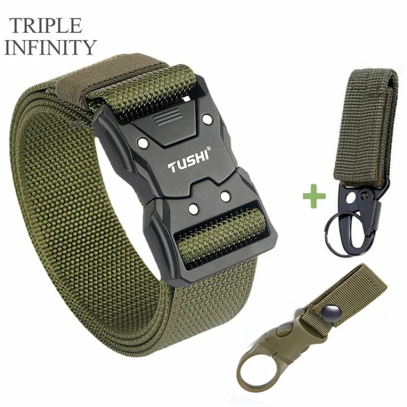 Quick Release Pluggable Metal Buckle Canvas Tactical Belt For Drilled Tough Nylon Belt For Men Durable Webbing Belts Training - Image 5