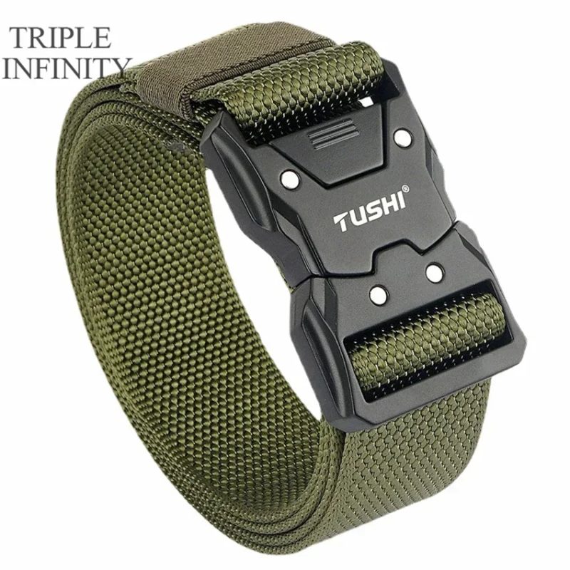 Quick Release Pluggable Metal Buckle Canvas Tactical Belt For Drilled Tough Nylon Belt For Men Durable Webbing Belts Training - Image 8