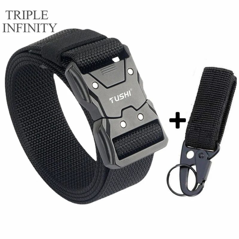Quick Release Pluggable Metal Buckle Canvas Tactical Belt For Drilled Tough Nylon Belt For Men Durable Webbing Belts Training - Image 9