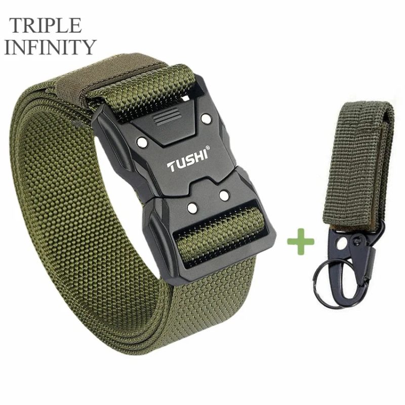 Quick Release Pluggable Metal Buckle Canvas Tactical Belt For Drilled Tough Nylon Belt For Men Durable Webbing Belts Training - Image 10