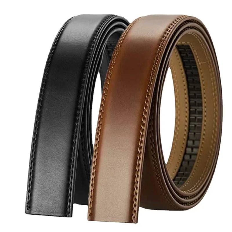 Men Belt Genuine Leather Belts Without Buckle Men's Belts Without Buckle Cowskin Luxury Belt Black Brown Cinturones Para Mujer