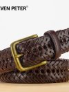 Male Genuine Leather Belt For Men Knitted Strap Vintage Designer Jeans Braided Belts Without Holes High Quality Cummerbunds