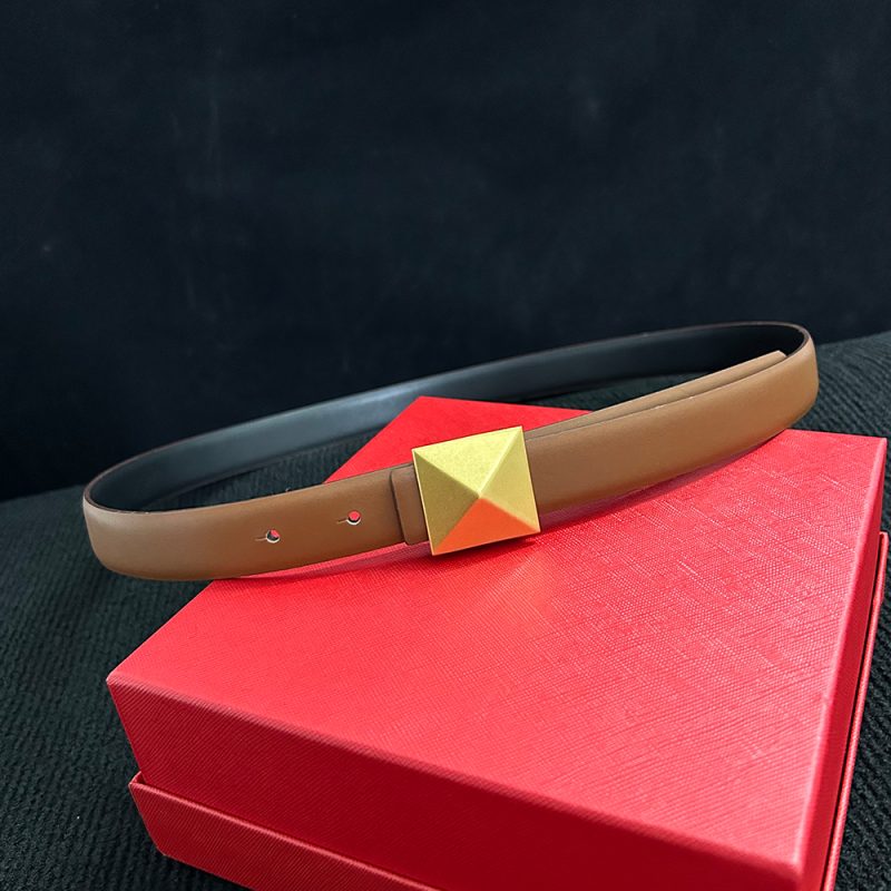 Female Belt Luxury Brand Waist Chain Jeans Dress Leather Women Accessories Retro Pyramid Buckle Double Sided Use Belts 2.5cm - Image 4