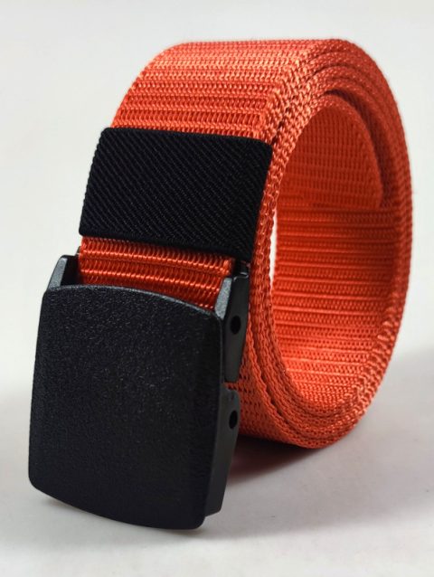 New Unisex Nylon Canvas Breathable Military Tactical Men Waist Belt with Plastic and Metal Black Buckle Orange Belts for Women