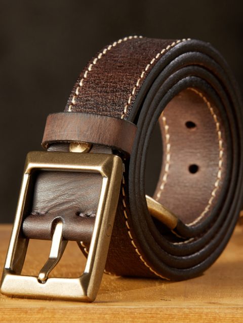Handmade Thickened Vintage Genuine Leather For Men Belt 100% Real Cowhide Leather Jeans Belt Retro Pure Cooper Pin Buckle Strap