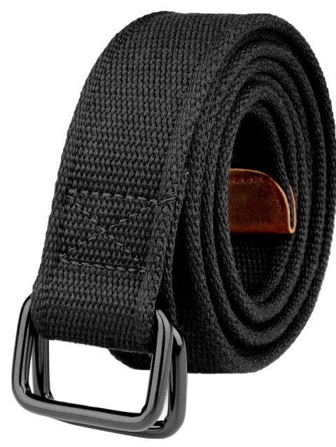 Plus Size 100-190cm Big&Tall Mens Double Ring Buckle Cotton Canvas Cloth Fabric Belts Web Black Waist Jeans