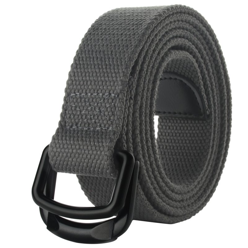 Plus Size 100-190cm Big&Tall Mens Double Ring Buckle Cotton Canvas Cloth Fabric Belts Web Black Waist Jeans - Image 12