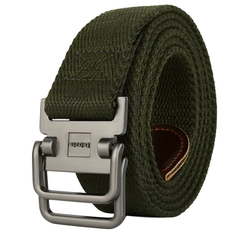 Plus Size 100-190cm Big&Tall Mens Double Ring Buckle Cotton Canvas Cloth Fabric Belts Web Black Waist Jeans - Image 13