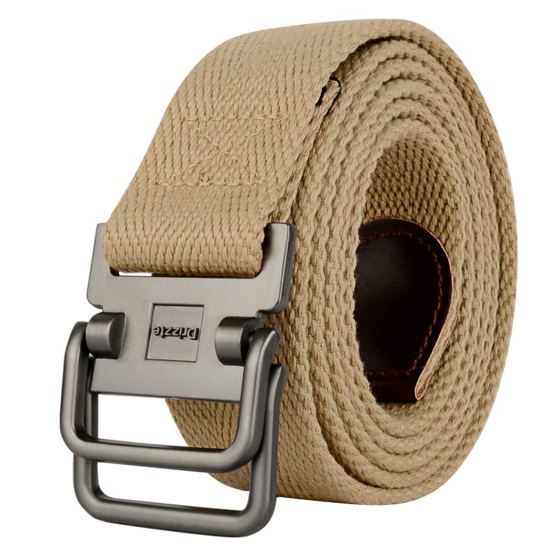 Plus Size 100-190cm Big&Tall Mens Double Ring Buckle Cotton Canvas Cloth Fabric Belts Web Black Waist Jeans - Image 14