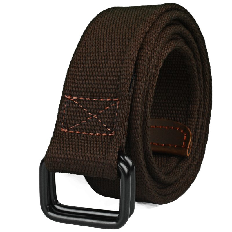 Plus Size 100-190cm Big&Tall Mens Double Ring Buckle Cotton Canvas Cloth Fabric Belts Web Black Waist Jeans - Image 16