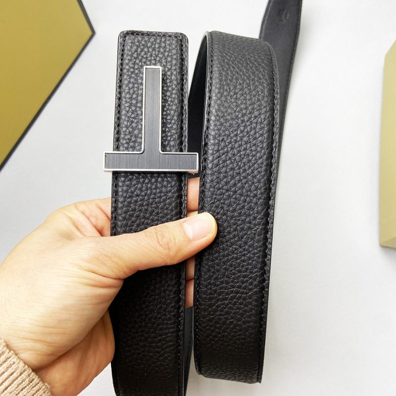 Mens Luxury Belt Fashion Genuine Leather Alloy Designer Belt T Buckle Brand Jeans Suit Business Black white blue Belt for Men - Image 4