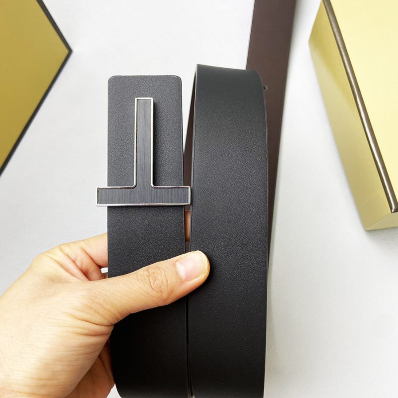 Mens Luxury Belt Fashion Genuine Leather Alloy Designer Belt T Buckle Brand Jeans Suit Business Black white blue Belt for Men - Image 8