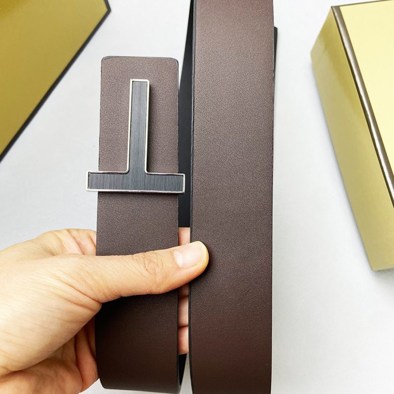 Mens Luxury Belt Fashion Genuine Leather Alloy Designer Belt T Buckle Brand Jeans Suit Business Black white blue Belt for Men - Image 9