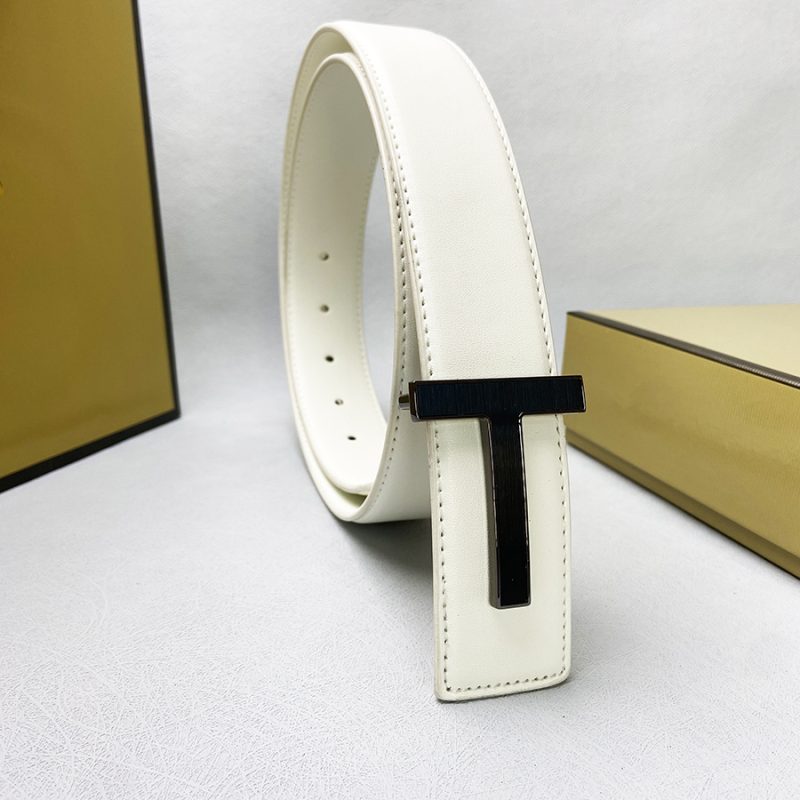 Mens Luxury Belt Fashion Genuine Leather Alloy Designer Belt T Buckle Brand Jeans Suit Business Black white blue Belt for Men - Image 13