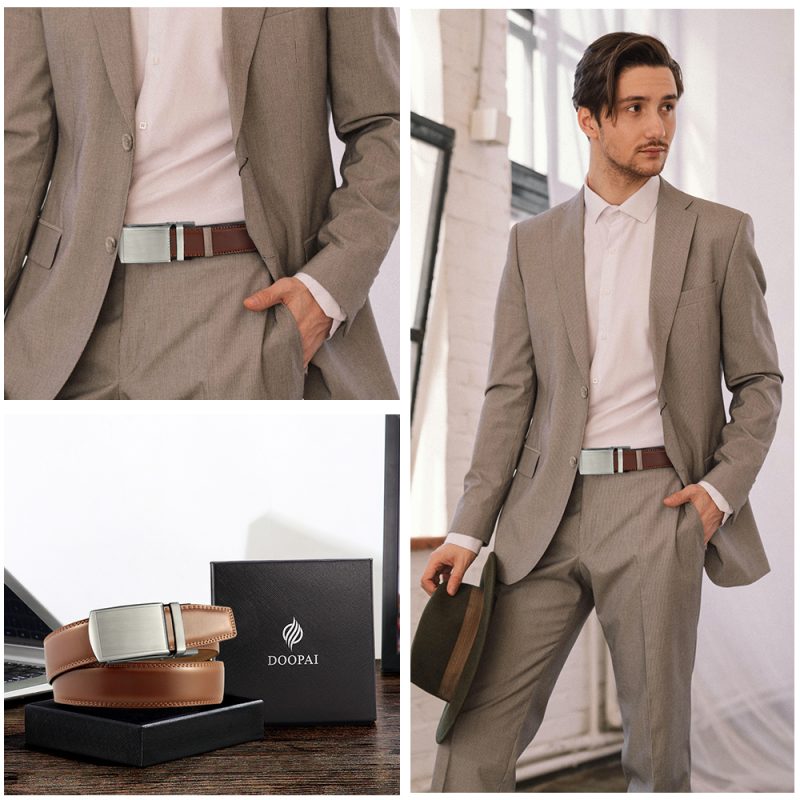 Mens Belt Genuine Leather Luxury Belt Metal Automatic Alloy Buckle Fashion Ratchet Belts for Men Cowhide High Quality Belt - Image 3