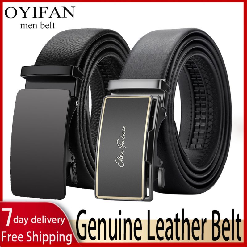 OYIFAN Men Belt Genuine Leather Belt for men Automatic belts Adjustable waistband Business belts 허리띠 - Image 2