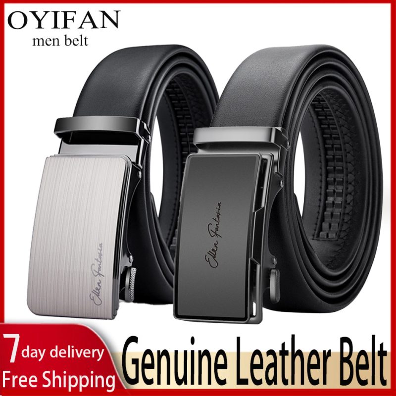 OYIFAN Men Belt Genuine Leather Belt for men Automatic belts Adjustable waistband Business belts 허리띠 - Image 3