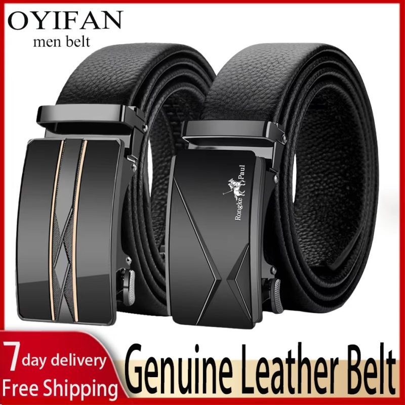 OYIFAN Men Belt Genuine Leather Belt for men Automatic belts Adjustable waistband Business belts 허리띠 - Image 4