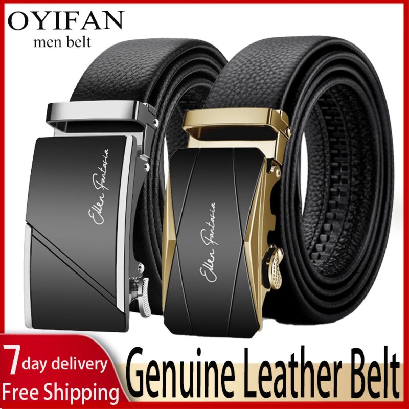 OYIFAN Men Belt Genuine Leather Belt for men Automatic belts Adjustable waistband Business belts 허리띠 - Image 6