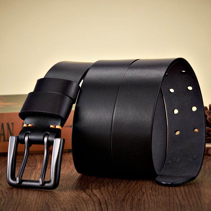 4.3cm Wide Thick Real Cowskin Genuine Leather Belt For Men High Quality Casual Male Belt Double Pin Buckle Cowboy Business Strap - Image 4