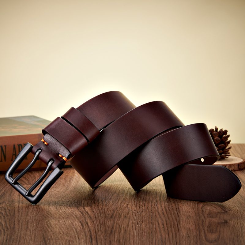 4.3cm Wide Thick Real Cowskin Genuine Leather Belt For Men High Quality Casual Male Belt Double Pin Buckle Cowboy Business Strap - Image 5