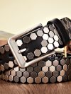 3.8cm Width Men Rivet Studded Belt Punk With Pin Buckle Belts Hip Hop Male High Quality Genuine Leather Belt Rock Strap