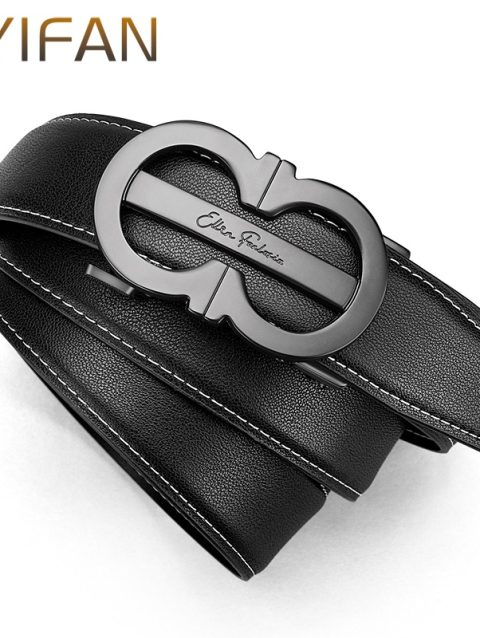 OYIFAN Fashion Men's Belt Automatic Belt Cowhide Genuine Leather Automatic Buckle,Designer Belts,Business Casual Belts for Men