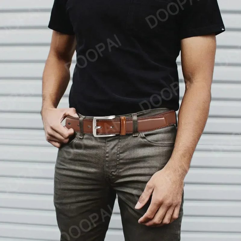 Men Belts High Quality Genuine Leather LONG Large Pin Buckle Metal Automatic Buckle Male Belts Strap Male - Image 4