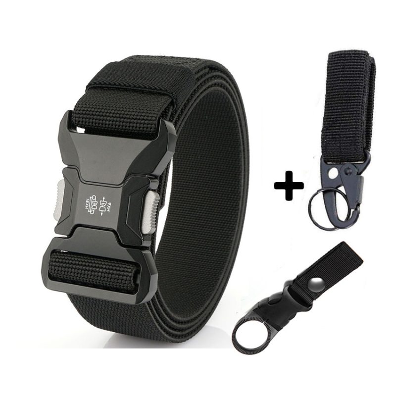 Quick Release Tactical Belt For Drilled 125cm Elastic Metal Buckle Belt Man Outdoor Breathable Stretch Waistband Hunting Hiking - Image 5