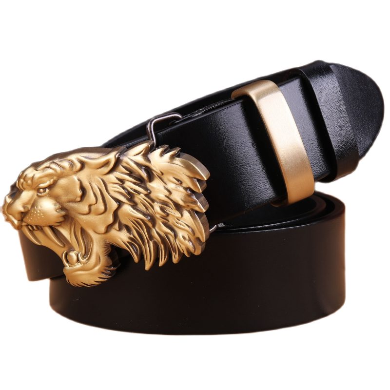 2020 solid brass buckle belt men high quality tiger strap 3.8 cm wide girdle full grain 100% genuine leather cowhide 130 camel
