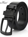 Maikun Men's Vintage Casual Belt Black Pin Buckle Student Versatile Leather Wide Belt