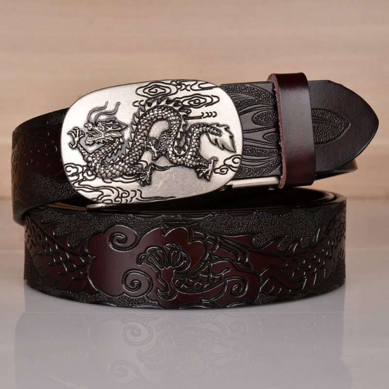High Quality Men’s Dragon Design Alloy Buckle Leather Belt,Emboss Split Cow Leather Belt,Men Jeans&Casual Pants Accessories Must - Image 4