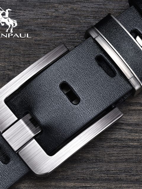 JIFANPAUL Genuine Leather Men's Belt Fashion Alloy Designer Belt Buckle Luxury Brand Jeans Suit Business Black Belt Men