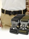 2PC Adjustable Unisex Canvas Nylon Tactical Belt with Plastic Buckle for Women & Men Casual Jeans Pants