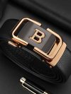 Fashion Black B Letter Belt Men's Automatic Buckle 3.5cm Wide Leather Casual Belt High Quality Croskin Ceinture Homme