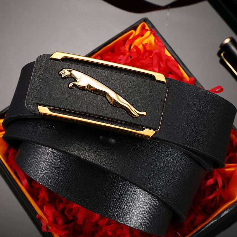 New Men's Belt Fashion Versatile Alloy Toothless Automatic Buckle Leather Business Casual Youth Belt For Men - Image 4